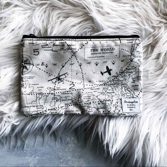 serengetee Handbags - Serengetee Map Make Up Bag